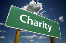 Charity written on a sign